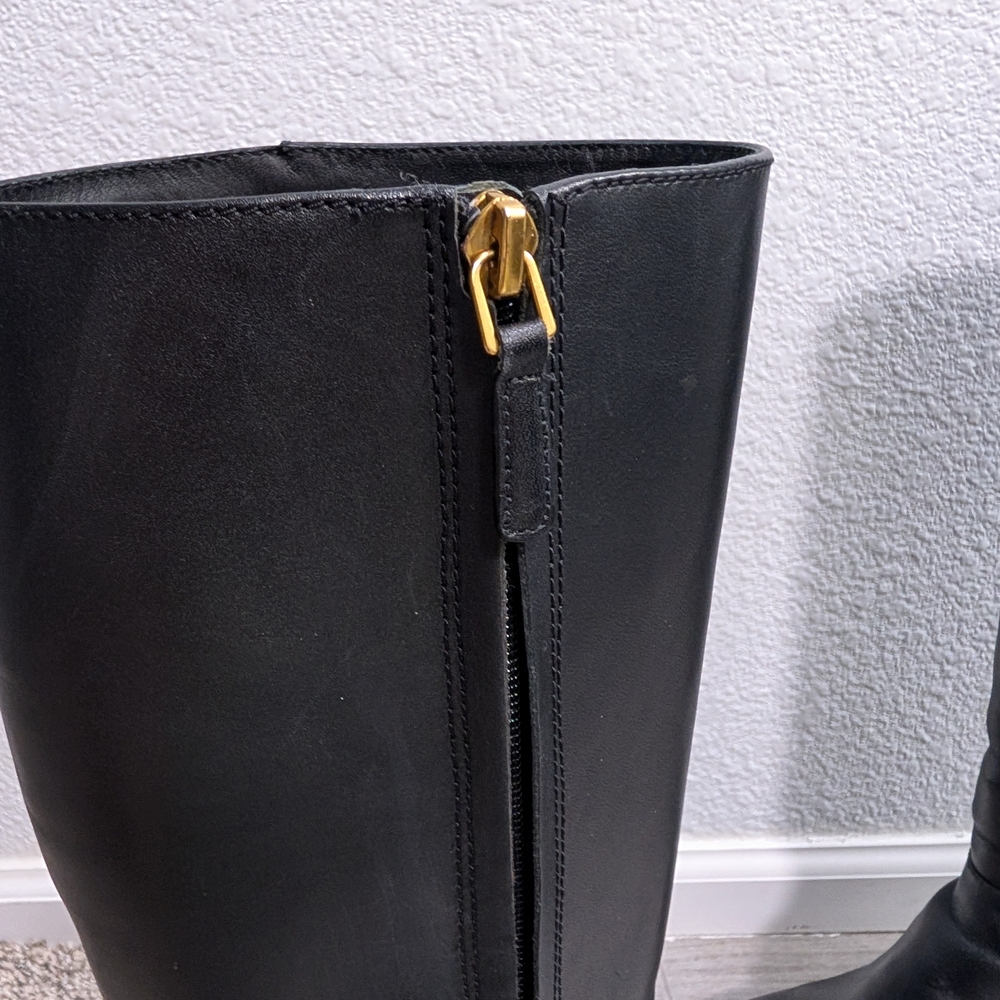 Tory Burch Black Leather Knee-High Boots - Picture 5 of 14